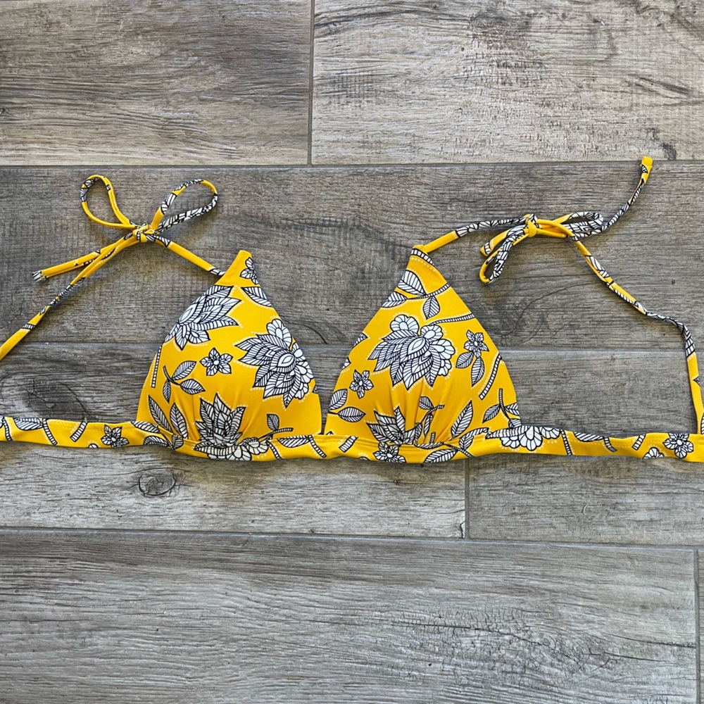 ❤️ CALIFORNIA WAVES BIKINI SWIM TOP SIZE MEDIUM YELLOW FLORAL